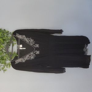 Embroidered black top